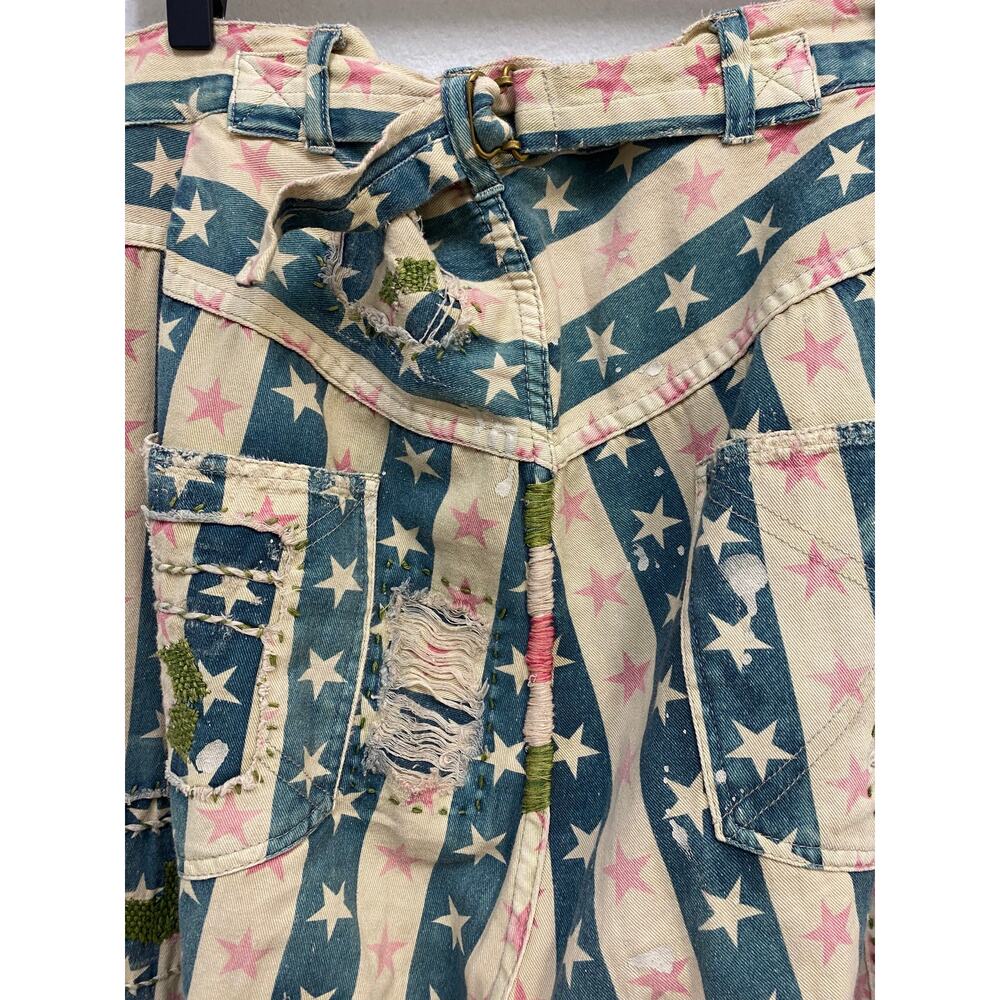 Magnolia Pearl Dare Devil Miner Pants, OSFM, Americana, Shabby Stars Stripes - Picture 8 of 11